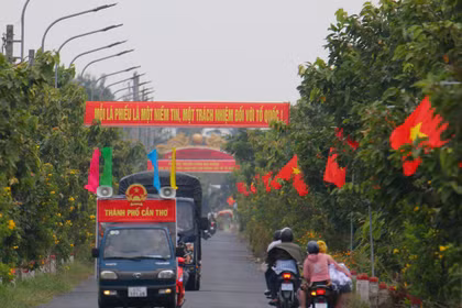 芹苴市永永乡广泛宣传选举工作。图自越通社