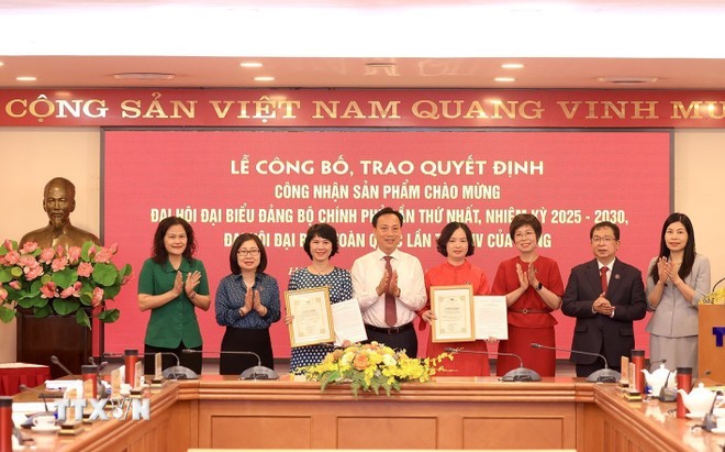 庆祝越南共产党第十四次全国代表大会和2025-2030年任期第一次政府党部代表大会典型产品发布会。图自越通社