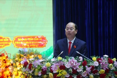 金瓯省委书记阮胡海在会上发言。图自越通社