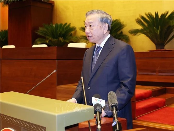 越共中央总书记苏林出席会议并发表指导性讲话。图自越通社