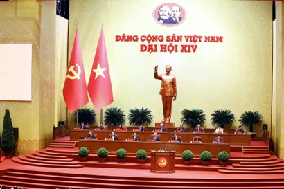 引导大会的主席团。图自越通社