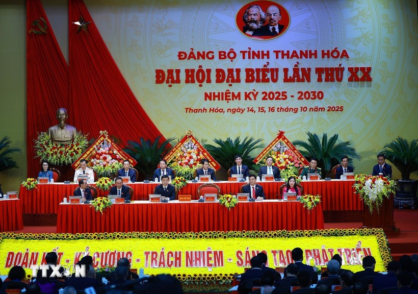 会议现场。图自越通社 thu-tuong-pham-minh-chinh-du-dai-hoi-dai-bieu-dang-bo-tinh-thanh-hoa-lan-thu-xx-8339509-5.jpg