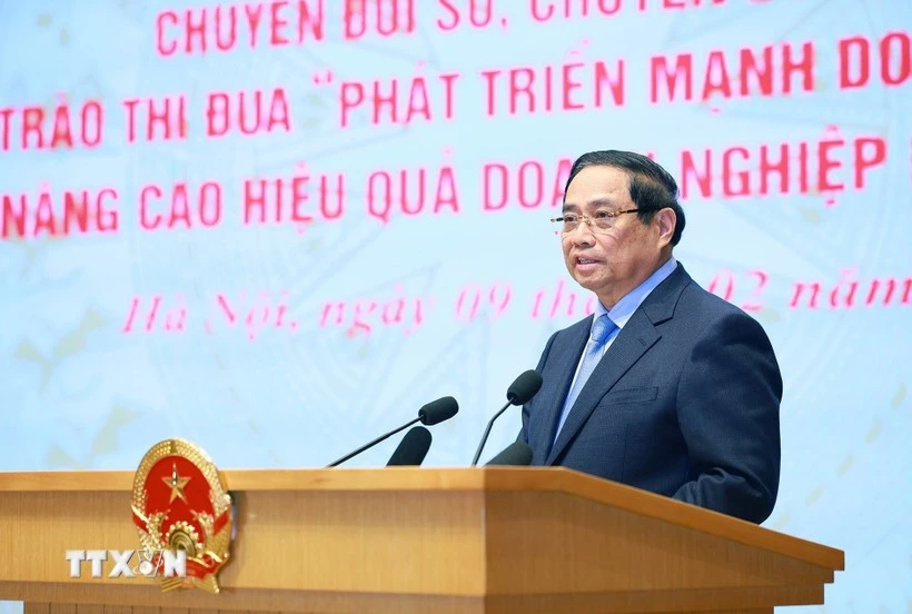 范明政总理在启动仪式上发表讲话。图自越通社