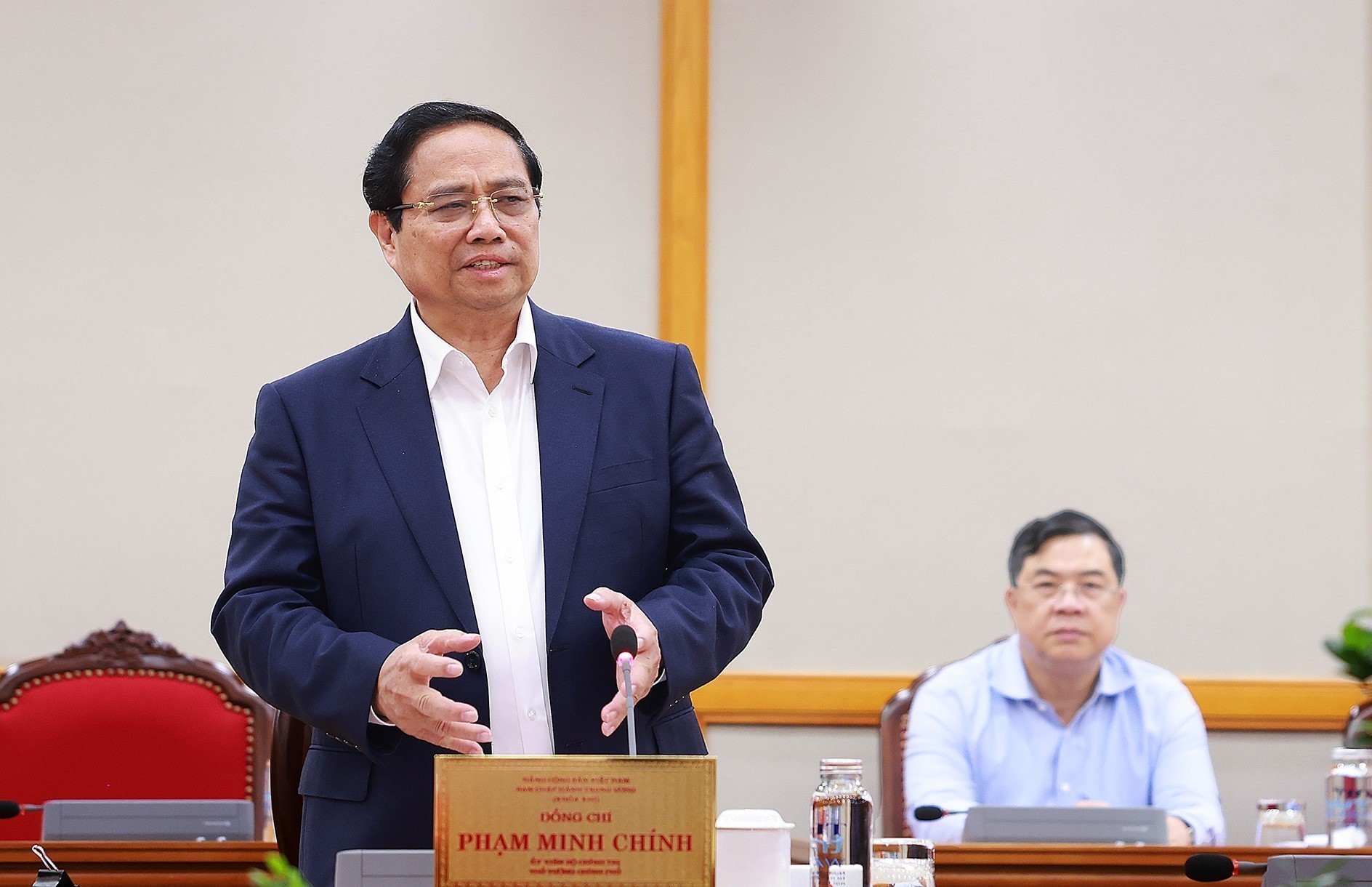 范明政总理在会上发表讲话。图自越通社