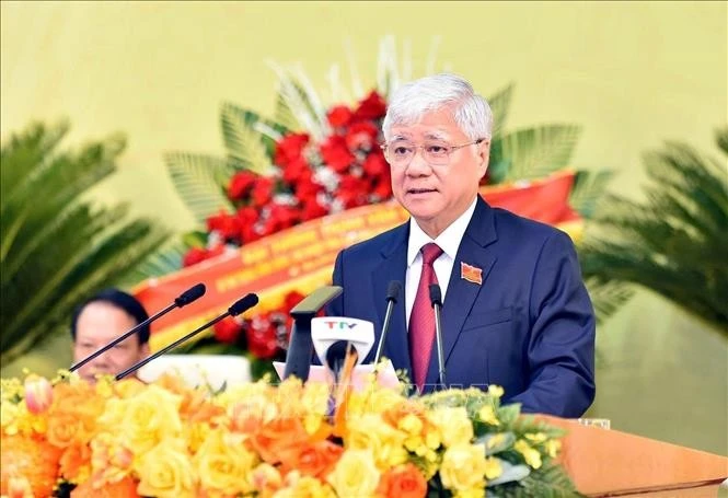 越共中央政治局委员、中央书记处书记、越南祖国阵线中央委员会主席杜文战出席大会并指导工作。图自越通社