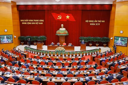 越南共产党第十四届中央委员会第二次全体会议进入第二个工作日。图自越通社