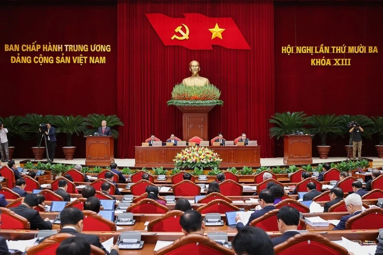 越南共产党第十三届中央委员会第十三次全体会议进入第二个工作日。图自越通社