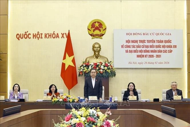 越南国会主席陈青敏主持召开全国选举工作部署会议。图自越通社