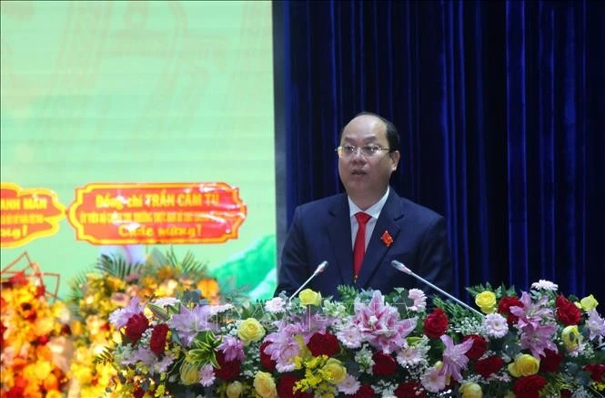 金瓯省委书记阮胡海在会上发言。图自越通社
