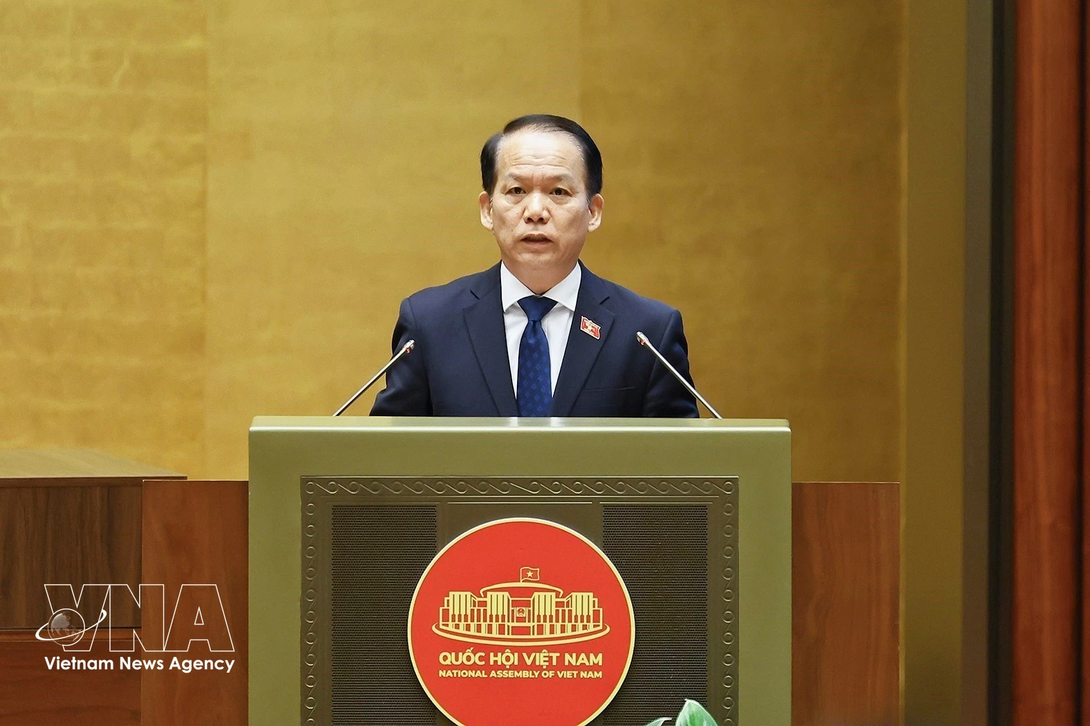 司法部长黄清松发表讲话。图自越通社
