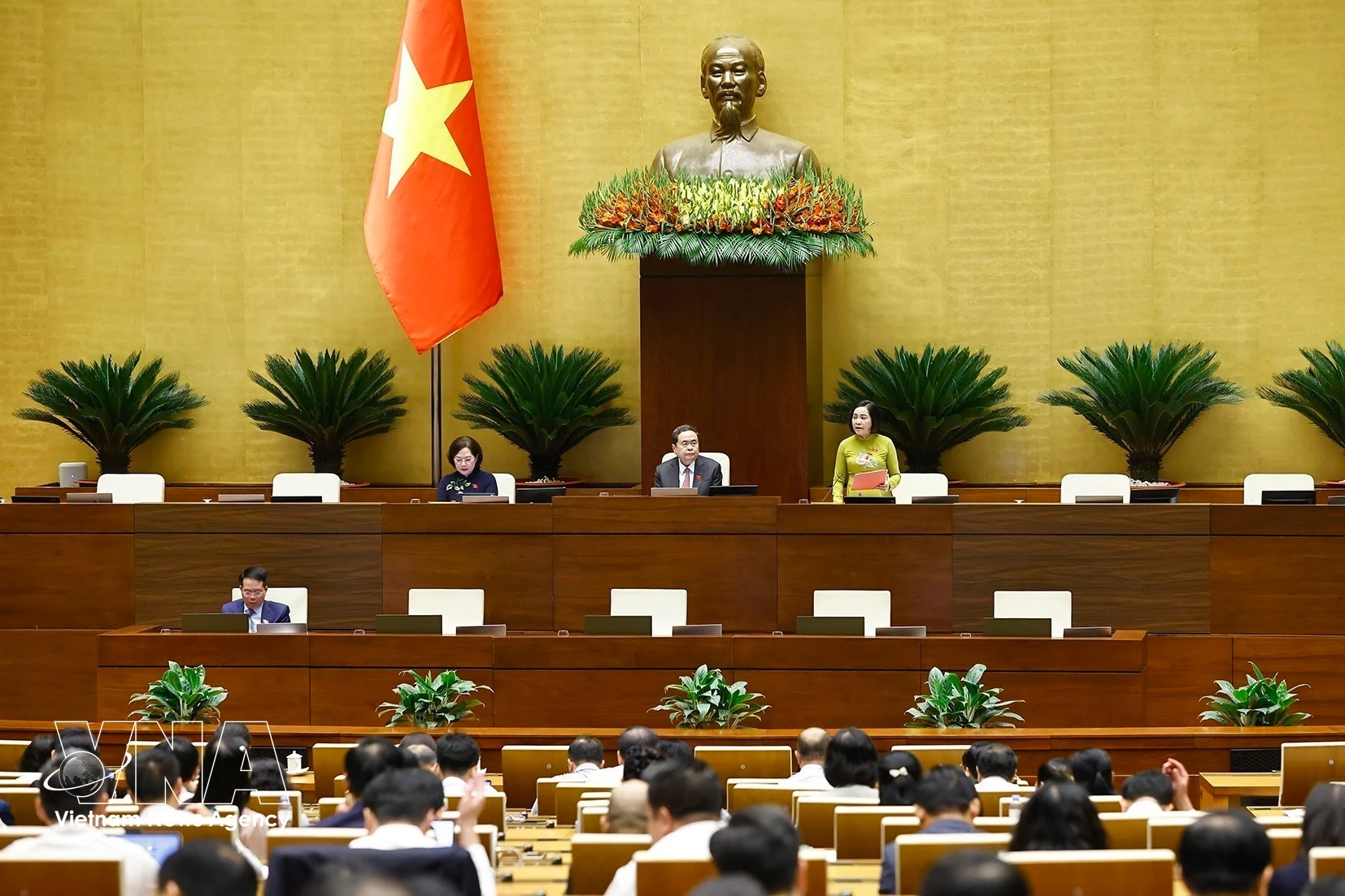 国会副主席阮氏青主持会议。图自越通社