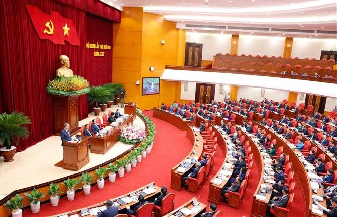 越共十三届十二中全会开幕。图自越通社