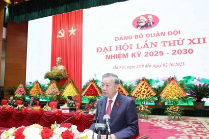 越共中央总书记苏林发表讲话 图自越通社