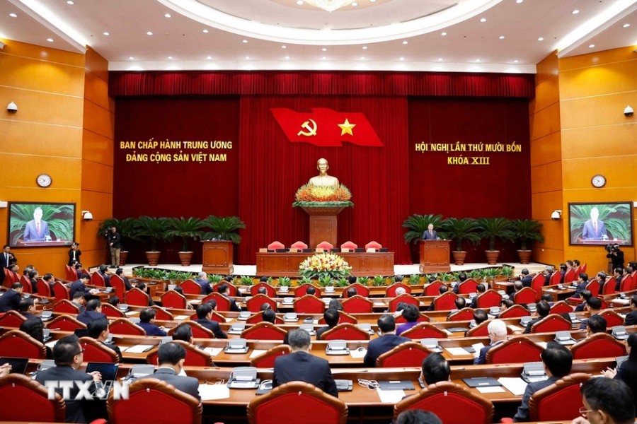 越南共产党第十三届中央委员会第十四次全体会议闭幕。图自越通社