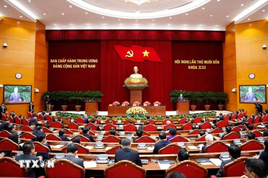越南共产党第十三届中央委员会第十四次全体会议闭幕。图自越通社
