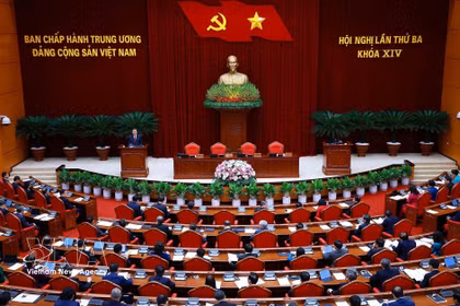 越共第十四届中央委员会第三次全体会议闭幕。图自越通社