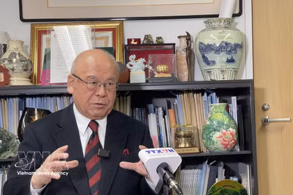 日越友好议员联盟特别顾问、日本自民党前干事长武部勤。图自越通社