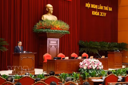 越共中央总书记、国家主席苏林在闭幕会上讲话。图自越通社