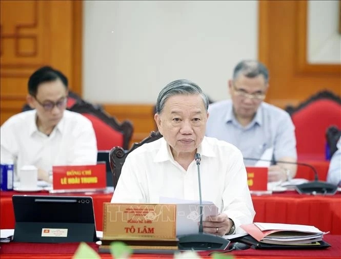 越共中央总书记苏林发表讲话。图自越通社