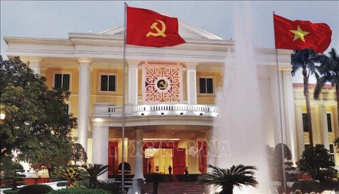 越南共产党第十四届中央委员会第一次全体会议在越共中央驻地召开。图自越通社