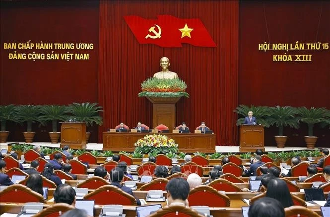 越共第十三届中央委员会第十五次全体会议隆重开幕。图自越通社