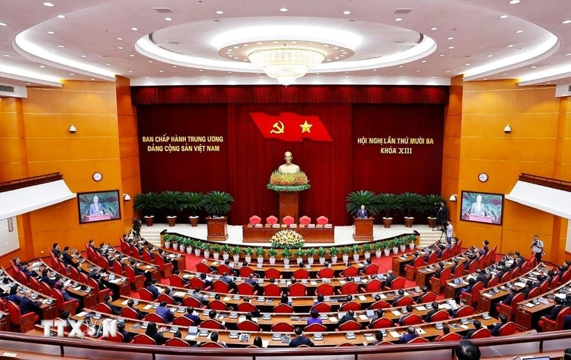 越南共产党第十三届中央委员会第十三次全体会议在河内闭幕。图自越通社