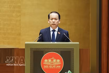 司法部长黄清松发表讲话。图自越通社