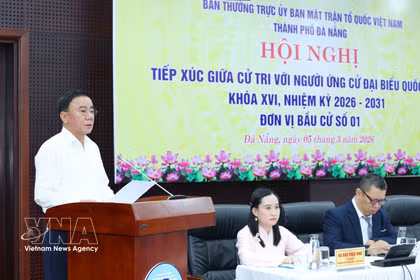 越共中央书记处常务书记陈锦绣发表讲话。图自越通社